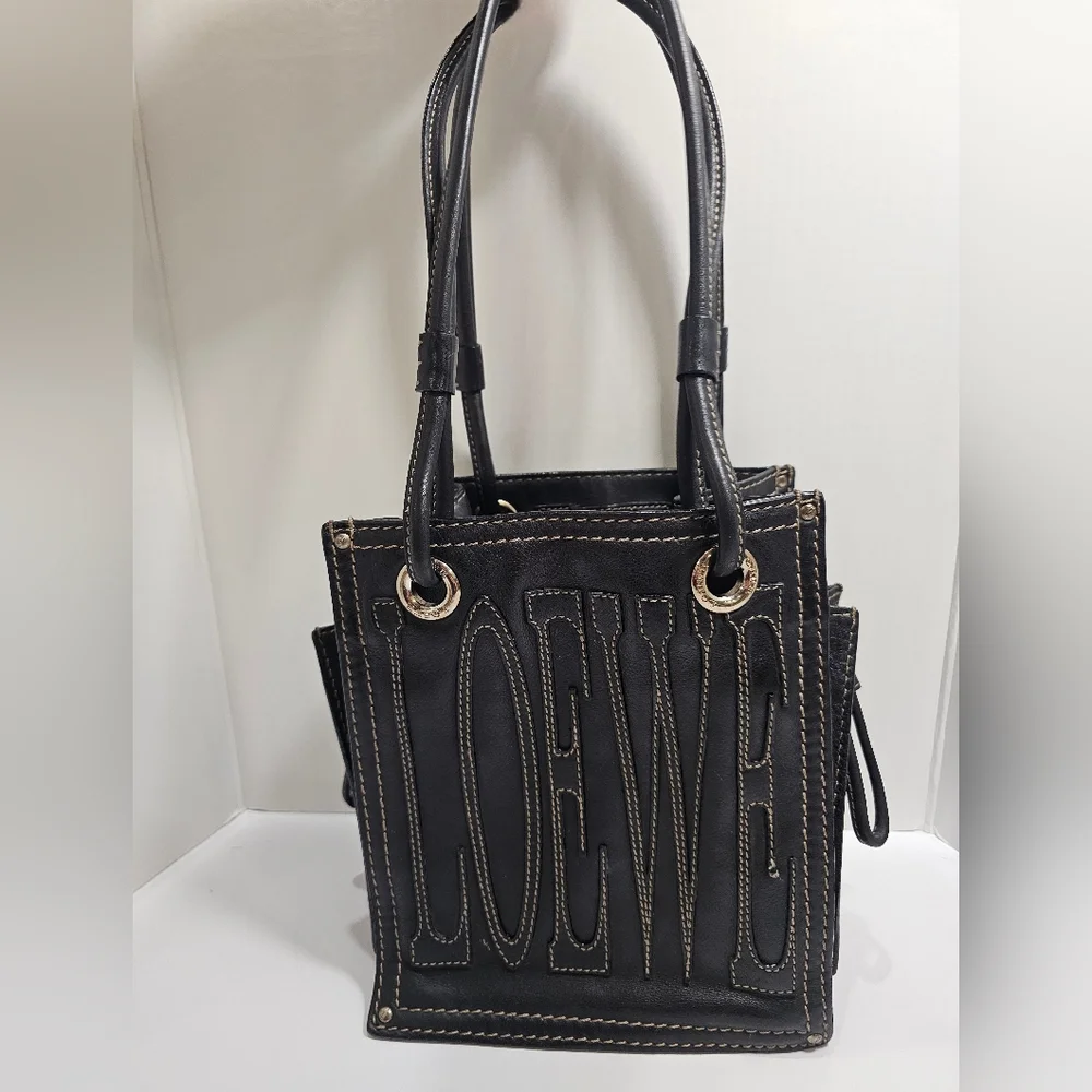 Authentic LOEWE Black Leather Stitched Anagram Logo Shopper Tote Bag (Pristine) - Picture 2 of 15